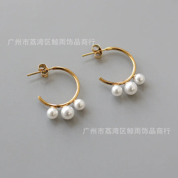 Artificial Pearl Earrings | Stainless Steel