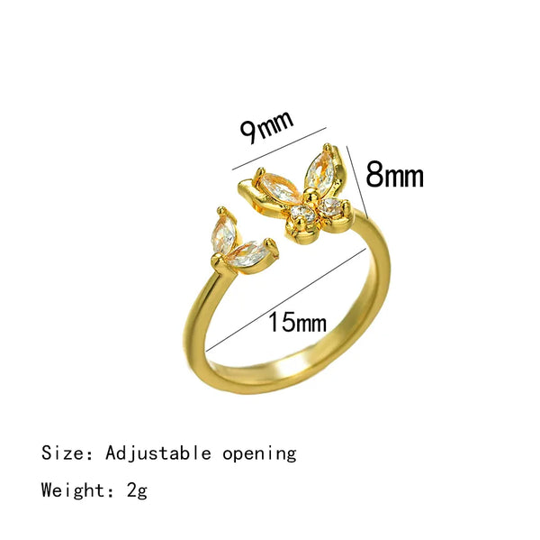 Open Band Butterfly Ring | Brass