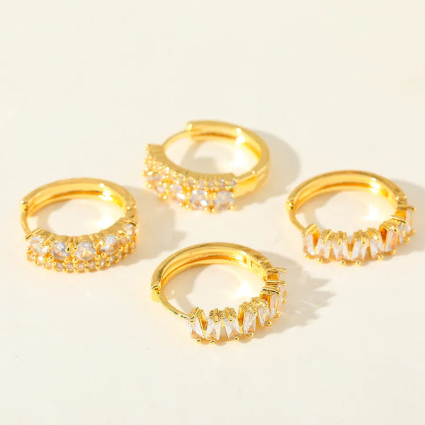Gold-Plated Zircon Stud Earrings | Copper