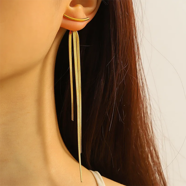 Gold-Plated Drop Earrings | Stainless Steel