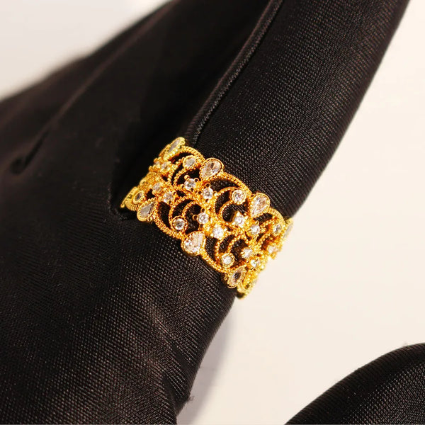 Gold-Plated Floral Ring | Brass
