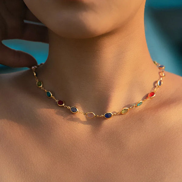 Gold-Plated Rhinestone Necklace | Rhinestone