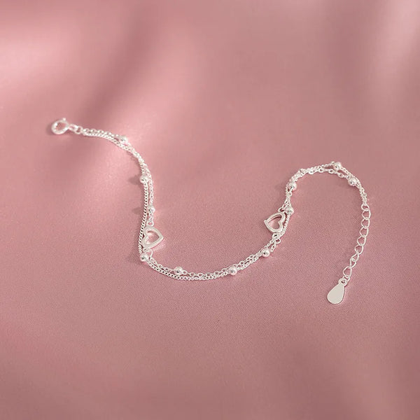 Silver-Plated Heart Bracelet | Brass