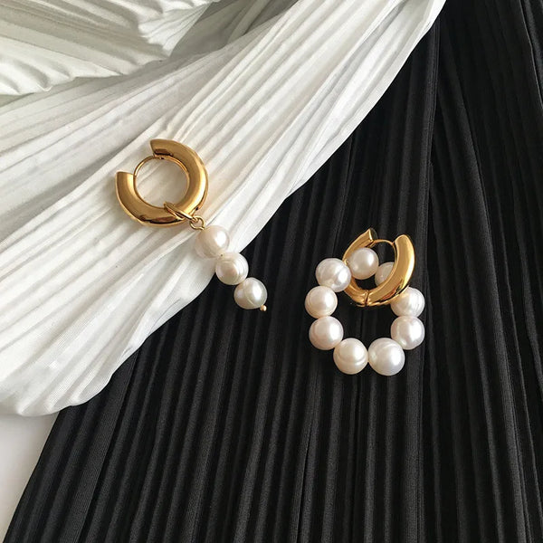 Asymmetrical Freshwater Pearl Drop Earrings | Freshwater Pearl