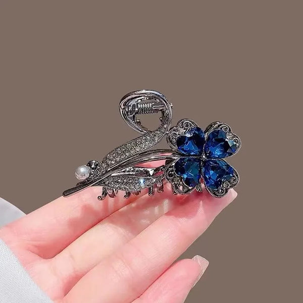 Leaf Artificial Pearl Hair Claw | Rhinestone