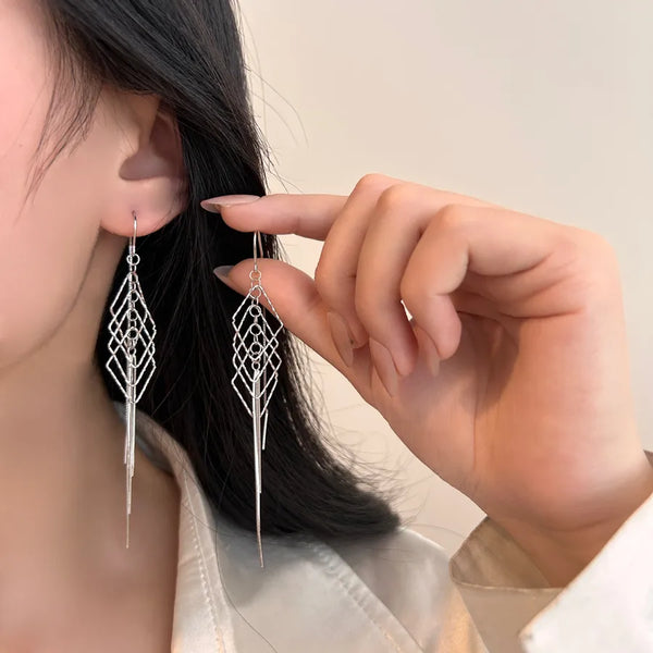 Tassel Geometric Earrings | 925 Sterling Silver