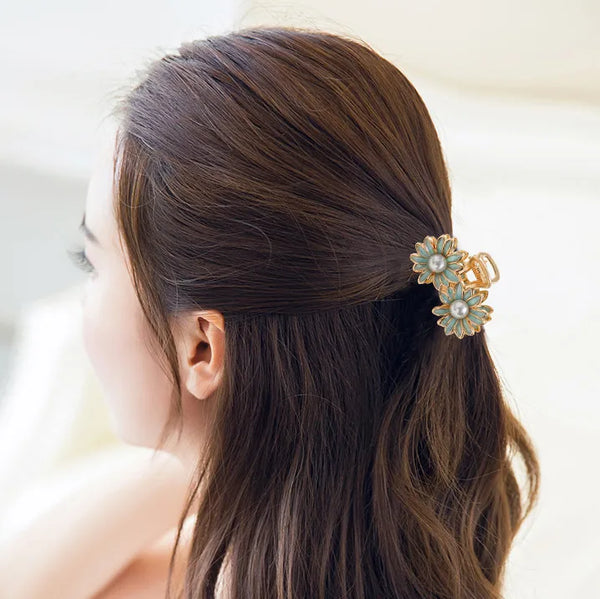 Blue Floral Hair Claw | Alloy
