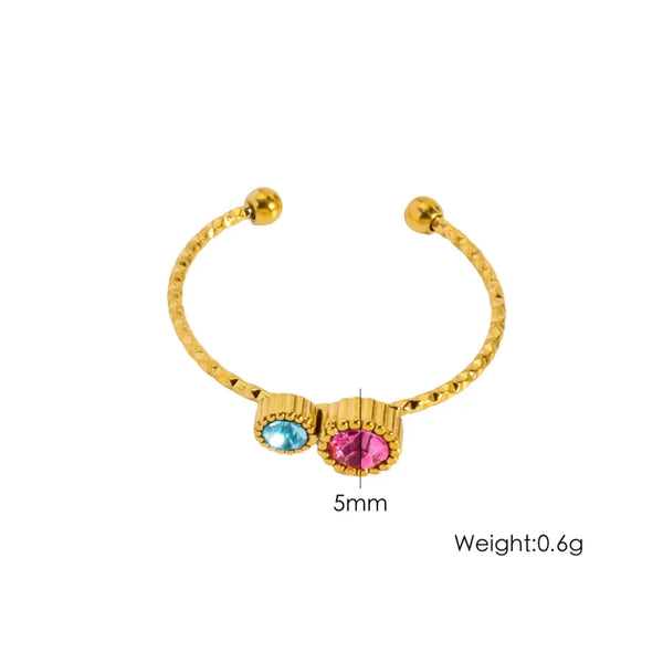 Rhinestone Floral Ring | Stainless Steel