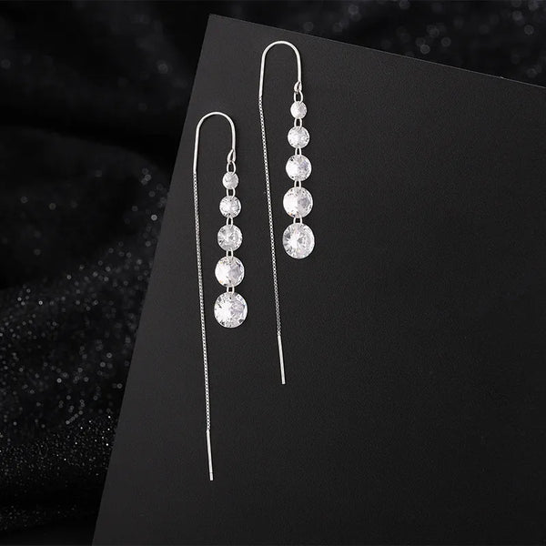 Long Zircon Earrings | 925 Sterling Silver