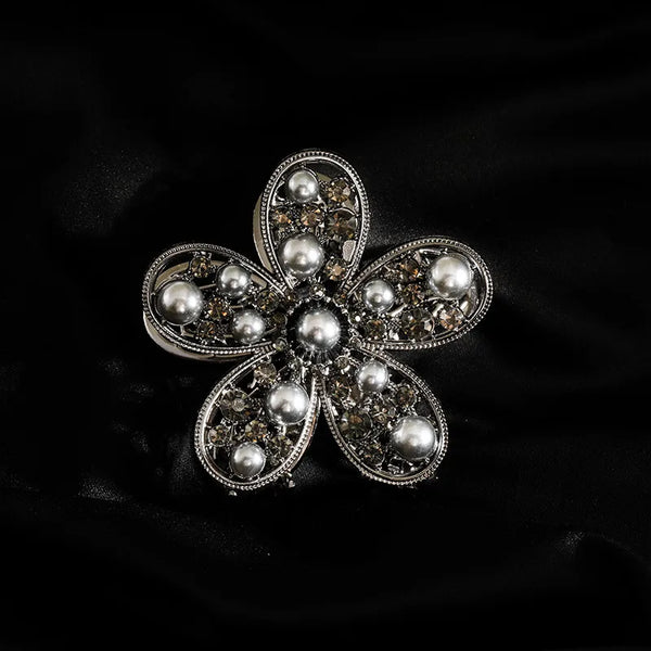 Black Artificial Pearl Hair Claw Hair Clip | Zinc Alloy