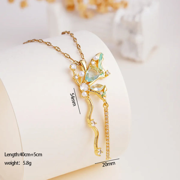 Twisted Butterfly Pendant Necklace | Stainless Steel
