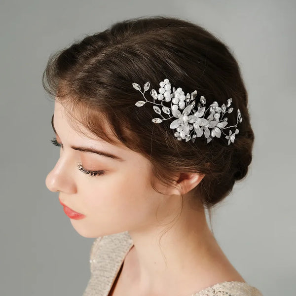 Floral Hair Comb Headband | Crystal