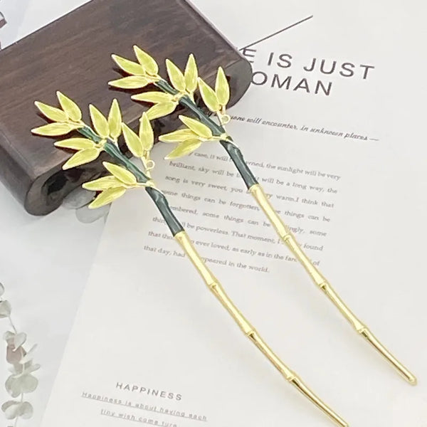 Green Leaf Hairpin Headband | Alloy