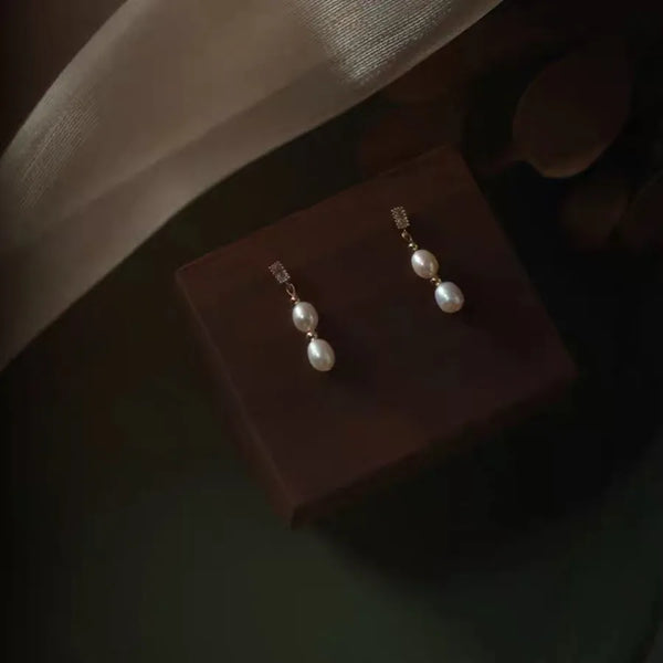 Leaf Freshwater Pearl Drop Earrings | 925 Sterling Silver
