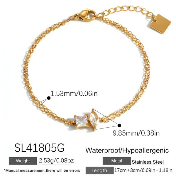 Square Zircon Bracelet | Stainless Steel