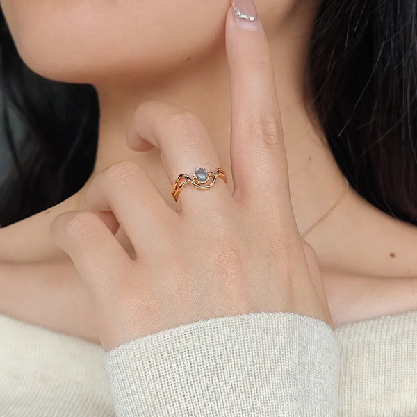 Blue Geometric Ring | 925 Sterling Silver