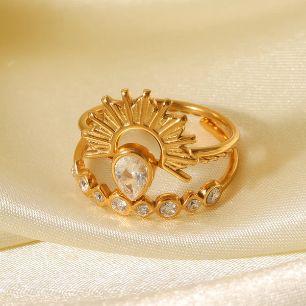 Zircon Crown Ring | Stainless Steel