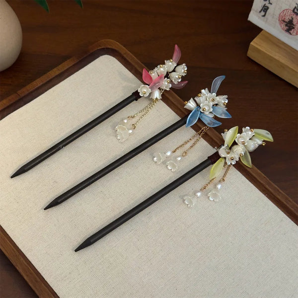 Green Floral Hairpin Headband | Wood