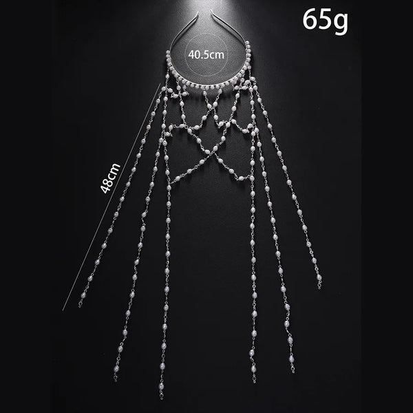 Floral Hair Chain Headband | Pearl
