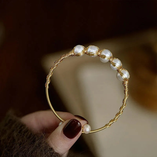 Electroplated Freshwater Pearl Bangle | Freshwater Pearl