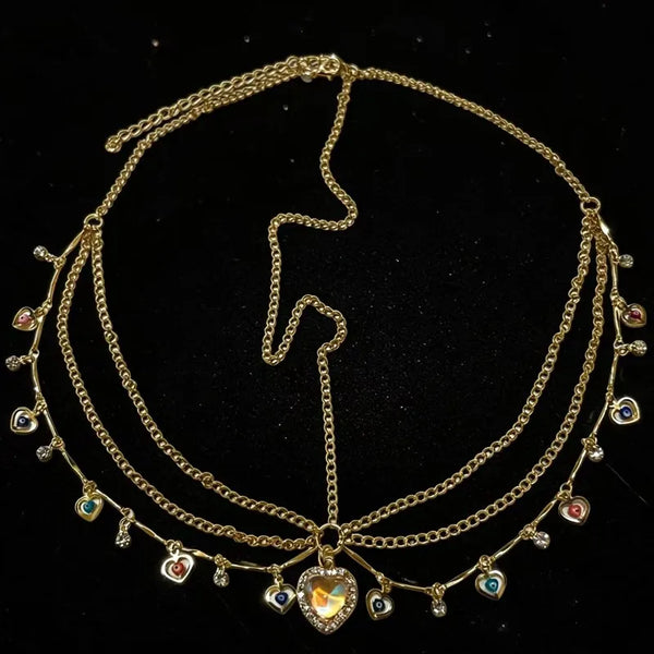 Heart Hair Chain Headband | Rhinestone