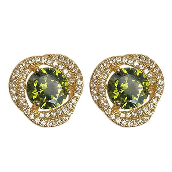 Zircon Floral Earrings | Copper