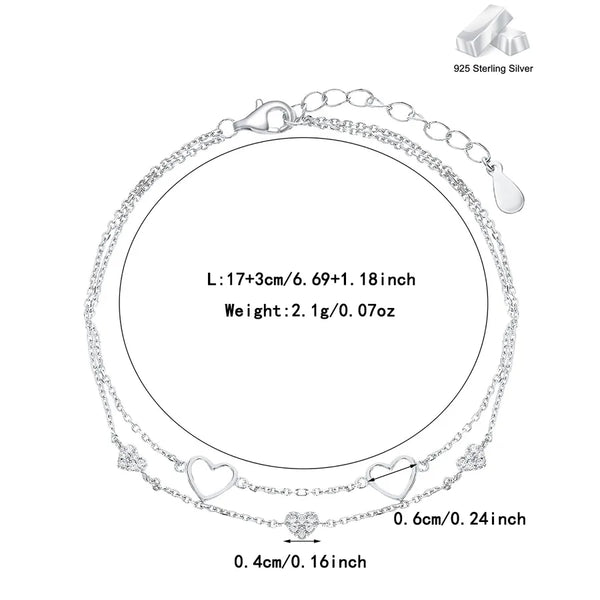 Platinum Heart Bracelet | 925 Sterling Silver