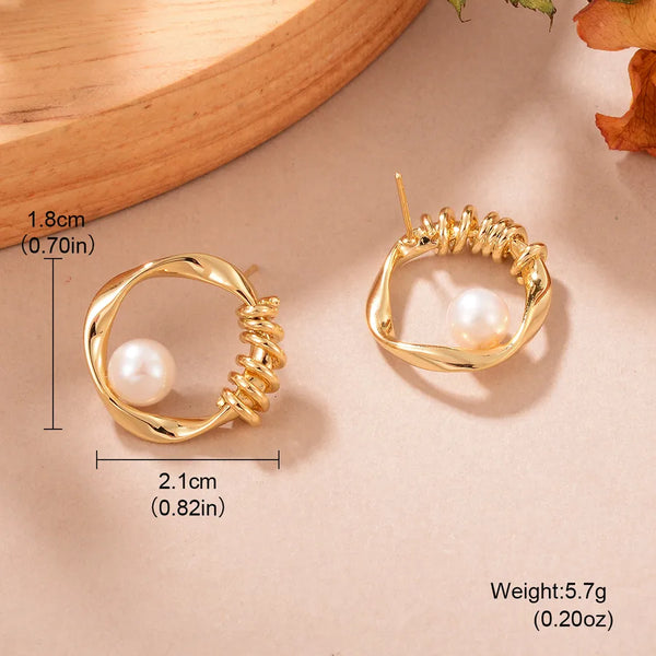 Gold-Plated Pearl Stud Earrings | 925 Sterling Silver