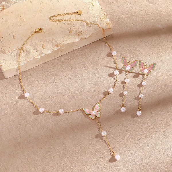 Celestial Artificial Pearl Earrings | Stainless Steel