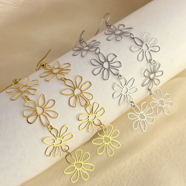 Gold-Plated Drop Earrings | Stainless Steel