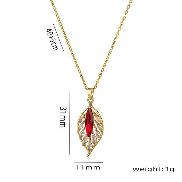 Gold-Plated Leaf Pendant Necklace | Stainless Steel