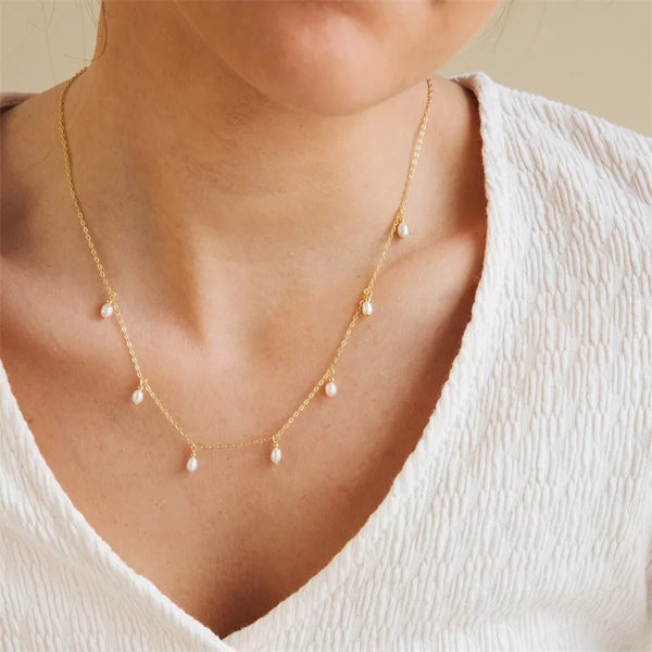 Solid Artificial Pearl Necklace | Stainless Steel