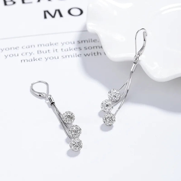 Long Zircon Drop Earrings | 925 Sterling Silver