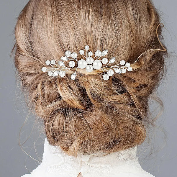 Floral Hair Comb Headband | Pearl