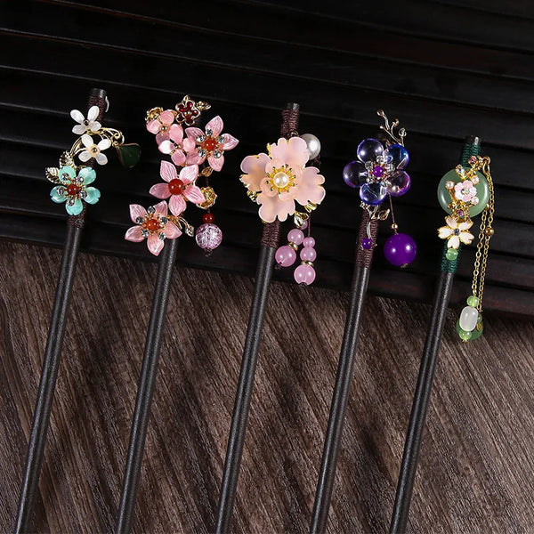 Black Floral Hairpin Headband | Silver