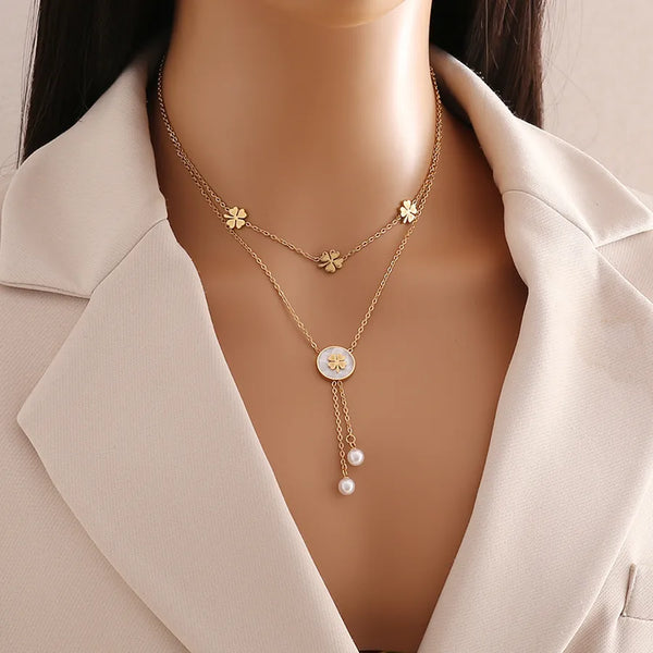 Floral Pendant Necklace | Stainless Steel