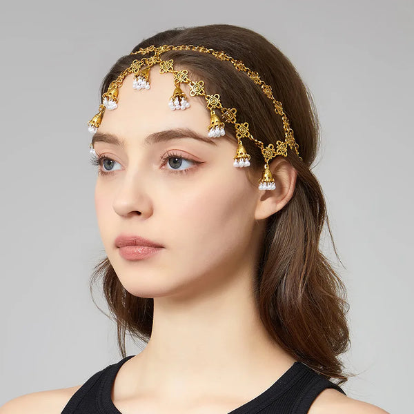 White Tassel Hair Chain Headband | Alloy