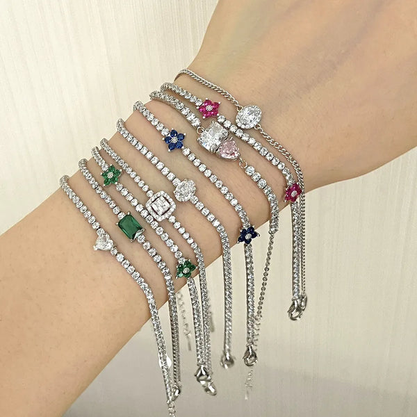 Rhombus Floral Bracelet | 925 Sterling Silver