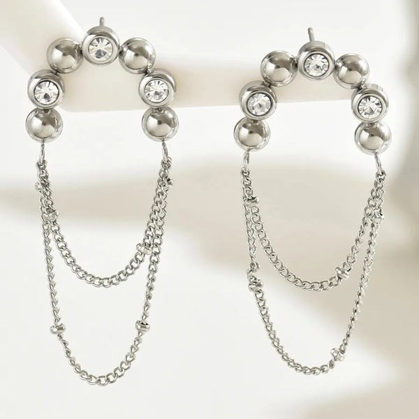 Vintage Zircon Drop Earrings | Stainless Steel
