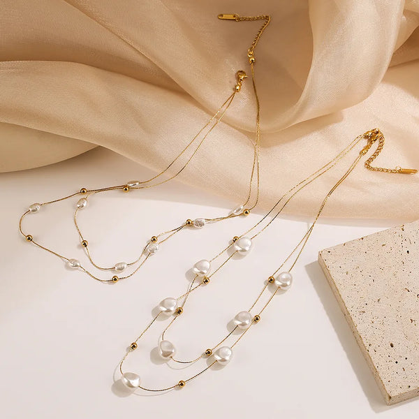 Artificial Pearl Necklace | Stainless Steel