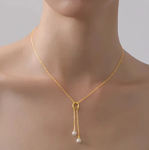 Tassel Artificial Pearl Necklace | Sterling Silver