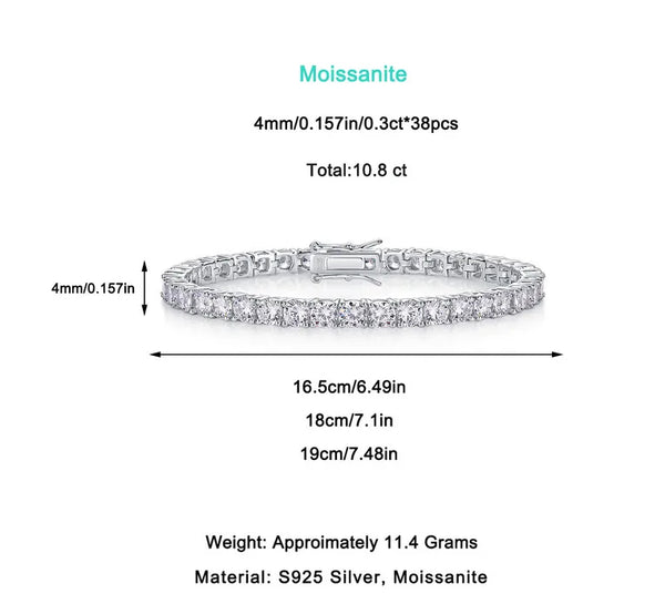 Box Chain Moissanite Bracelet | 925 Sterling Silver