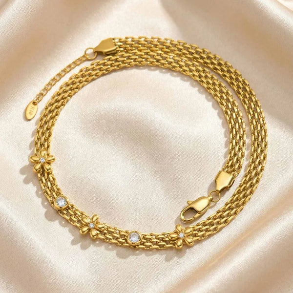 Grid Gold-Plated Necklace | Stainless Steel
