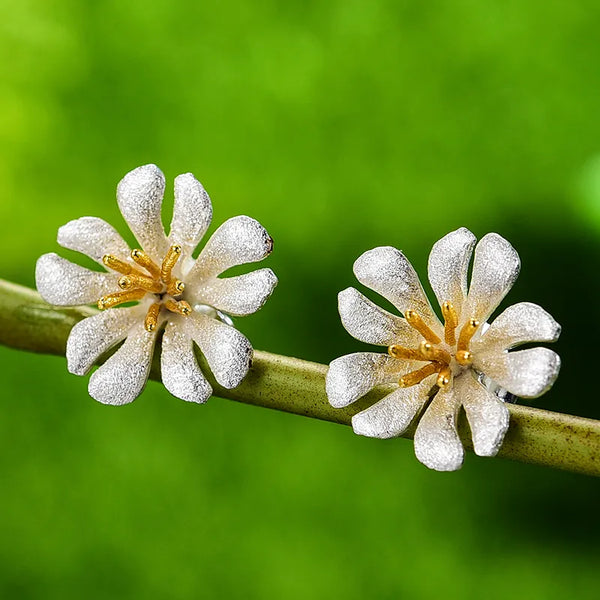Natural Floral Stud Earrings | 925 Sterling Silver