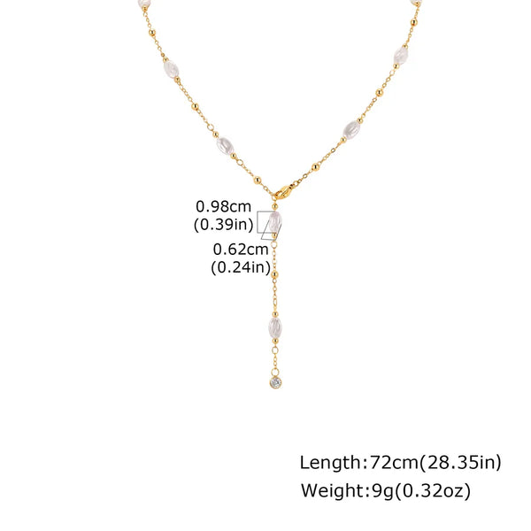 Gold-Plated Artificial Pearl Necklace | Copper
