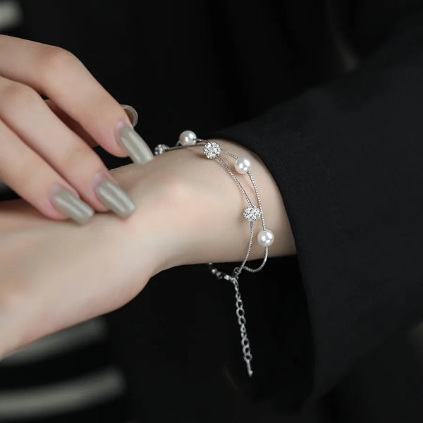 Geometric Artificial Pearl Bracelet | 925 Sterling Silver