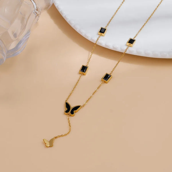 Geometric Butterfly Necklace | Titanium Steel