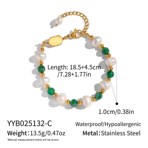 Geometric Freshwater Pearl Bracelet | Stainless Steel