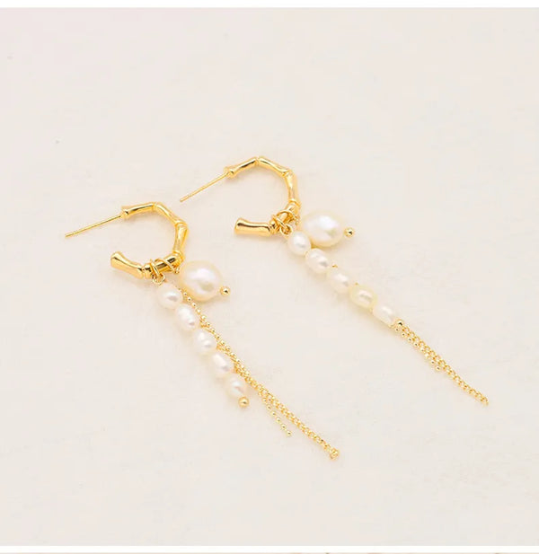 Vintage Freshwater Pearl Drop Earrings | 925 Sterling Silver