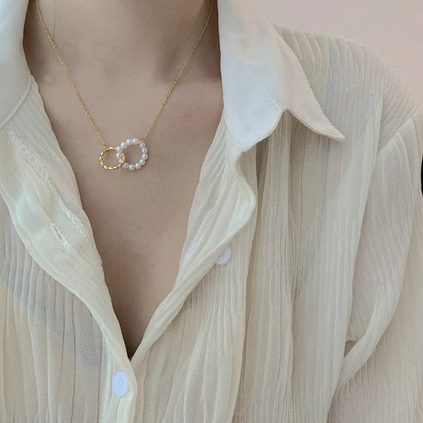 Lady Geometric Pendant Necklace | Titanium Steel